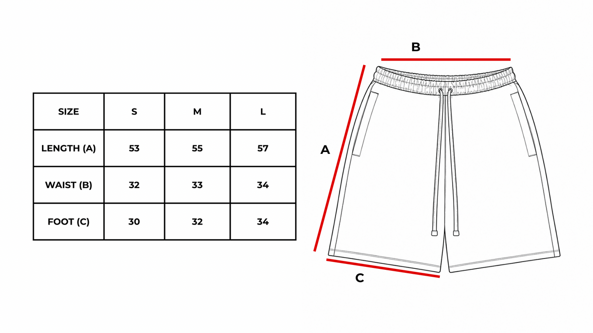 BIG LOGO SHORTS size guide