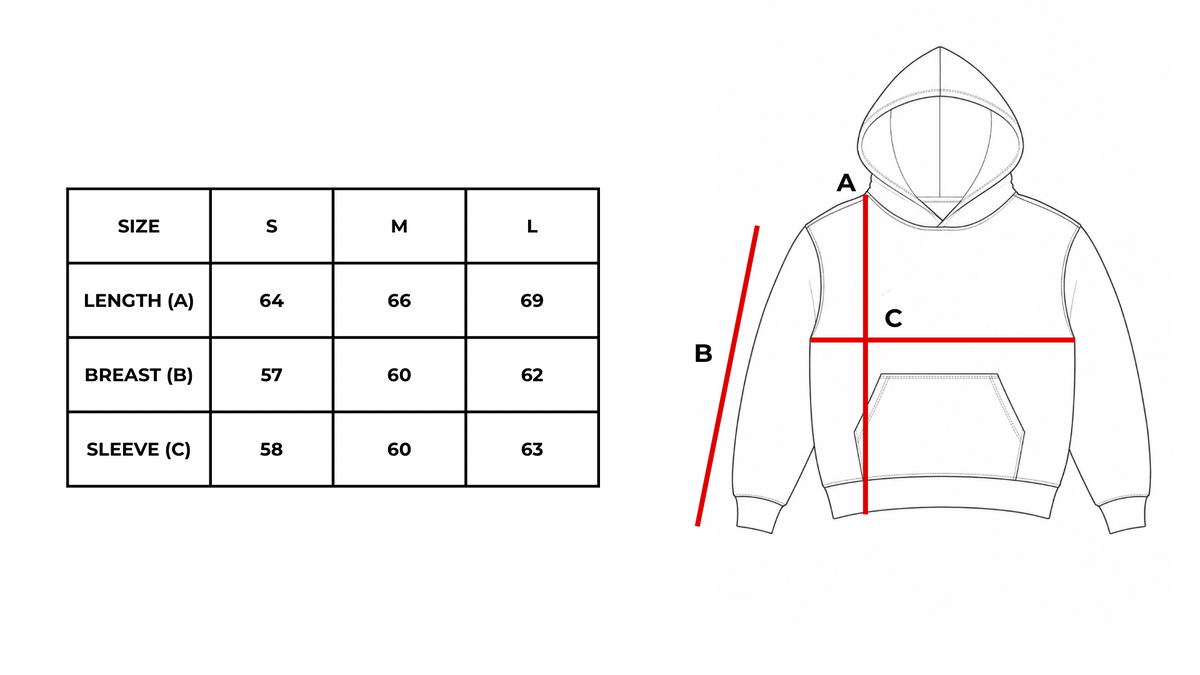 CAMO HOOD size guide